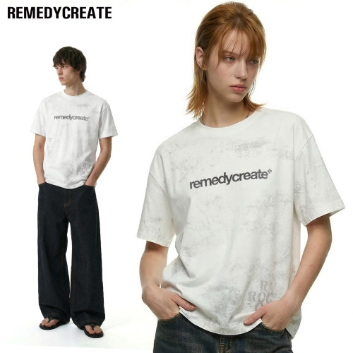 Remedy 美式复古字母印花短袖T恤男女夏季宽松圆领情侣装半袖体恤