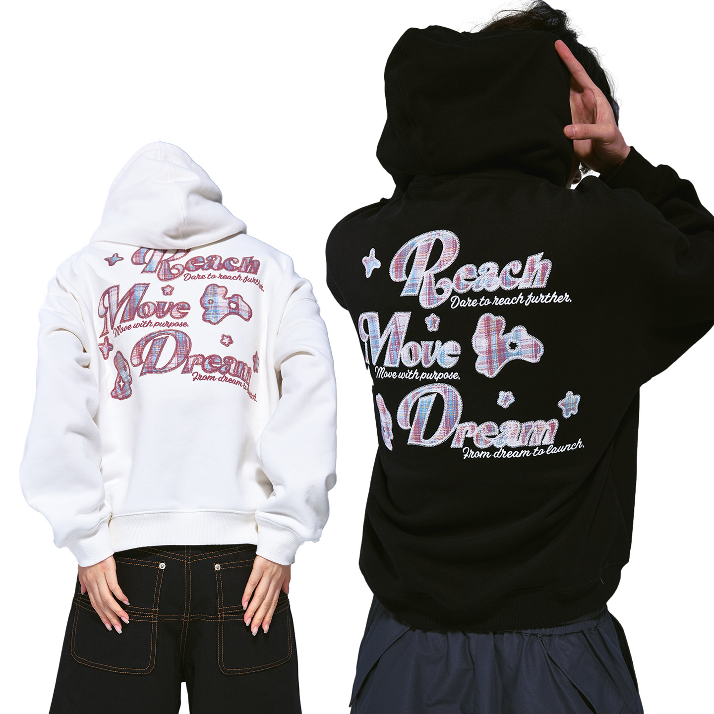 Remedy 美式贴布刺绣兔子连帽卫衣男女秋季宽松潮牌情侣帽衫外套