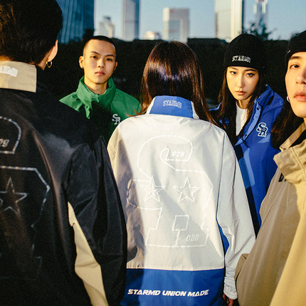 STA X RMD 春秋款SR国潮潮牌连帽风衣美式街头拼接夹克外套男女