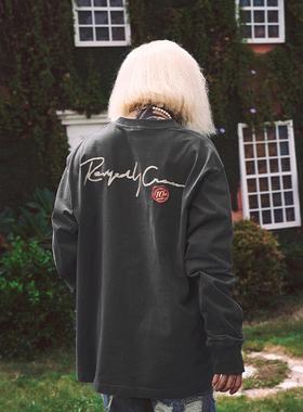 Remedy 国潮美式长袖T恤男女春秋打底衫卫衣潮牌重磅情侣宽松上衣