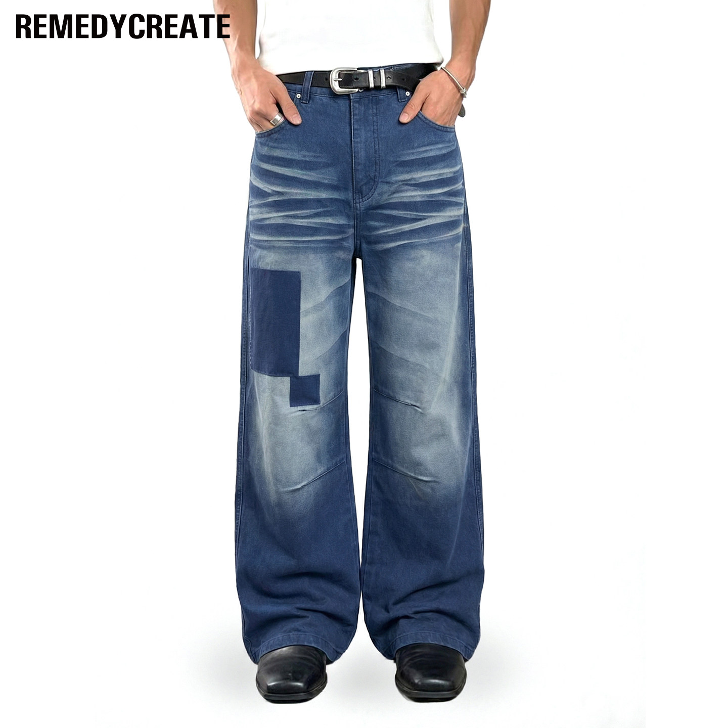 Remedy 水洗立体猫须蜂窝A字版型休闲裤男女美式复古贴布阔腿长裤,男装,休闲裤,淘宝优惠券,粉丝福利购,淘宝优惠卷