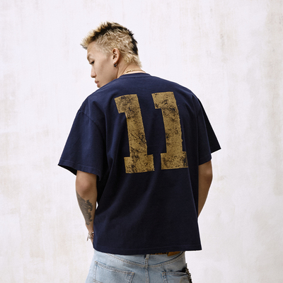 Remedy美式复古数字短袖T恤男