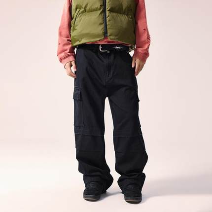 Remedy秋冬新款国潮磨破宽松直筒休闲长裤美式街头阔腿工装裤男女