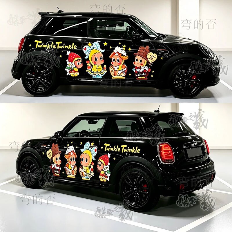 适用宝马MINIcooper星星人汽车贴纸卡通个性可爱划痕遮挡车身拉花