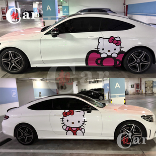 奔驰C260 coupe车贴拉花卡通KT猫hellokitty车身蔚来小红书贴纸