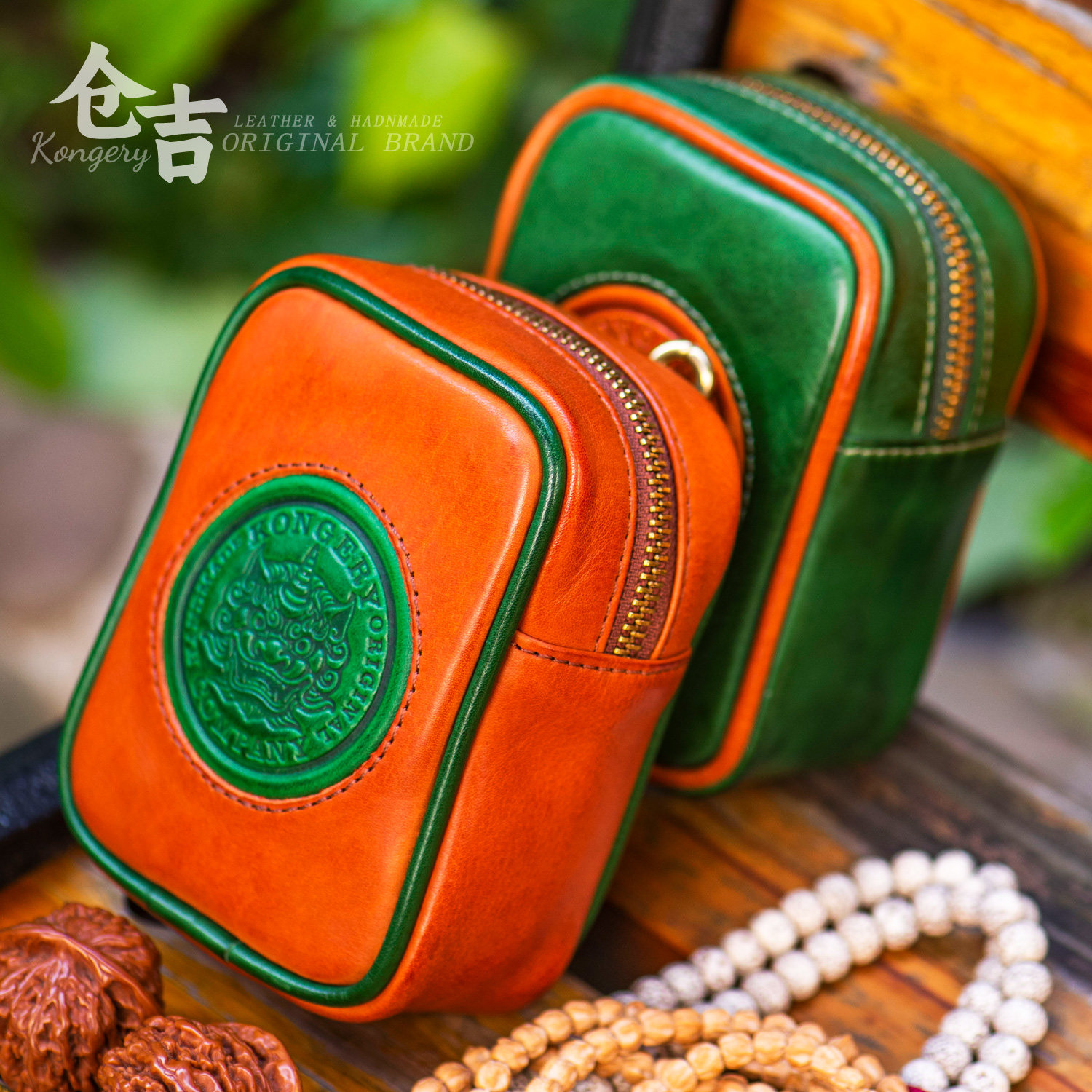 【天禄随藏】文玩腰包！仓吉手工头层牛皮零钱包核桃手串收纳挂包