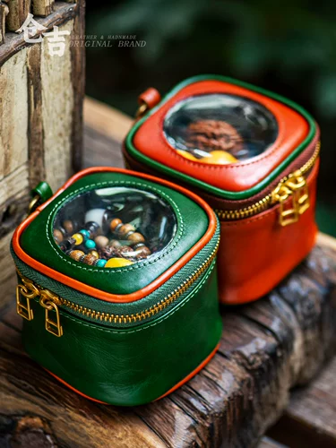 Космический кожаный браслет из грецкого ореха ручной работы, помада, сумка-органайзер