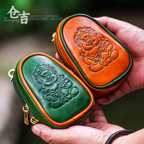 仓吉手工头层牛皮文玩收纳包