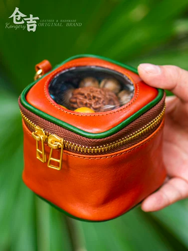 Космический кожаный браслет из грецкого ореха ручной работы, помада, сумка-органайзер