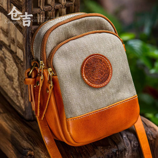 胡椒盐单肩包！仓吉手工复古风男女斜挎包edc腰包简约手机包百搭