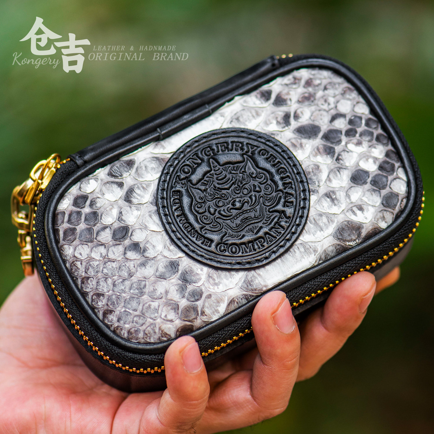 【鳞甲貔貅】蟒蛇皮文玩包！仓吉手工头层牛皮核桃手串收纳包真皮