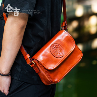 【虎威】复古邮差包！仓吉手工牛皮植鞣男女单肩包真皮单肩斜挎包