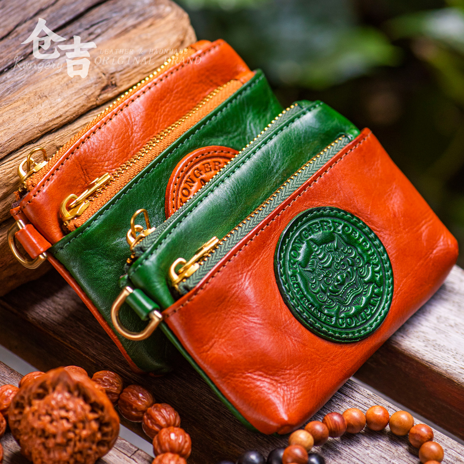 仓吉手工真皮貔貅文玩零钱包