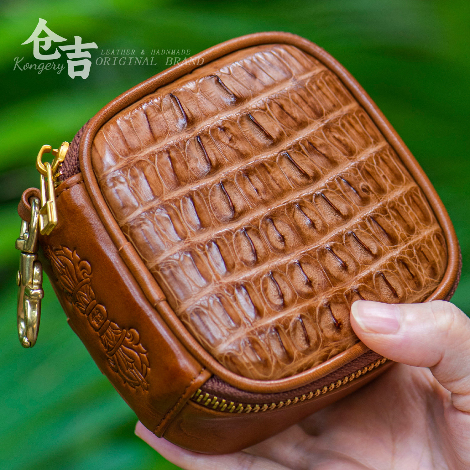 【鳄守珍藏】文玩收纳包！仓吉手工鳄鱼皮橄榄核桃核手串挂包腰包
