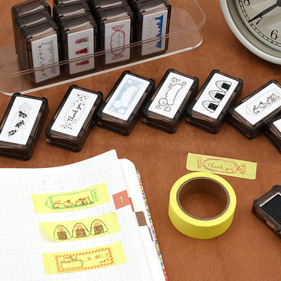 日本KUTSUWA第二弹可重叠印章可爱手帐素材文具大赏浸透印章套装