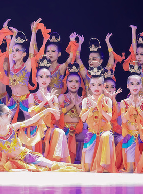 敦煌飞天舞蹈演出服女童飘逸服装飞天乐舞一梦敦煌古典儿童表演服