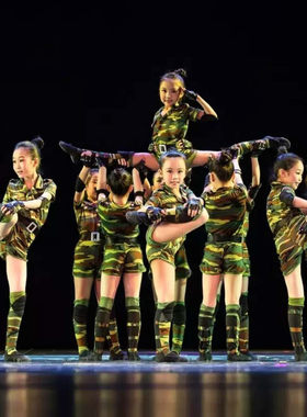 儿童迷彩舞蹈小兵演出服兵娃娃小军装男女童小小兵少儿合唱表演服