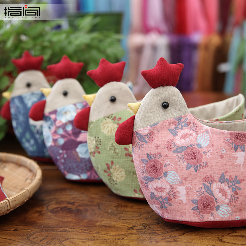 指间非遗鲁绣拼布手工diy收纳材料包棉布免裁剪创意布艺绣品公鸡