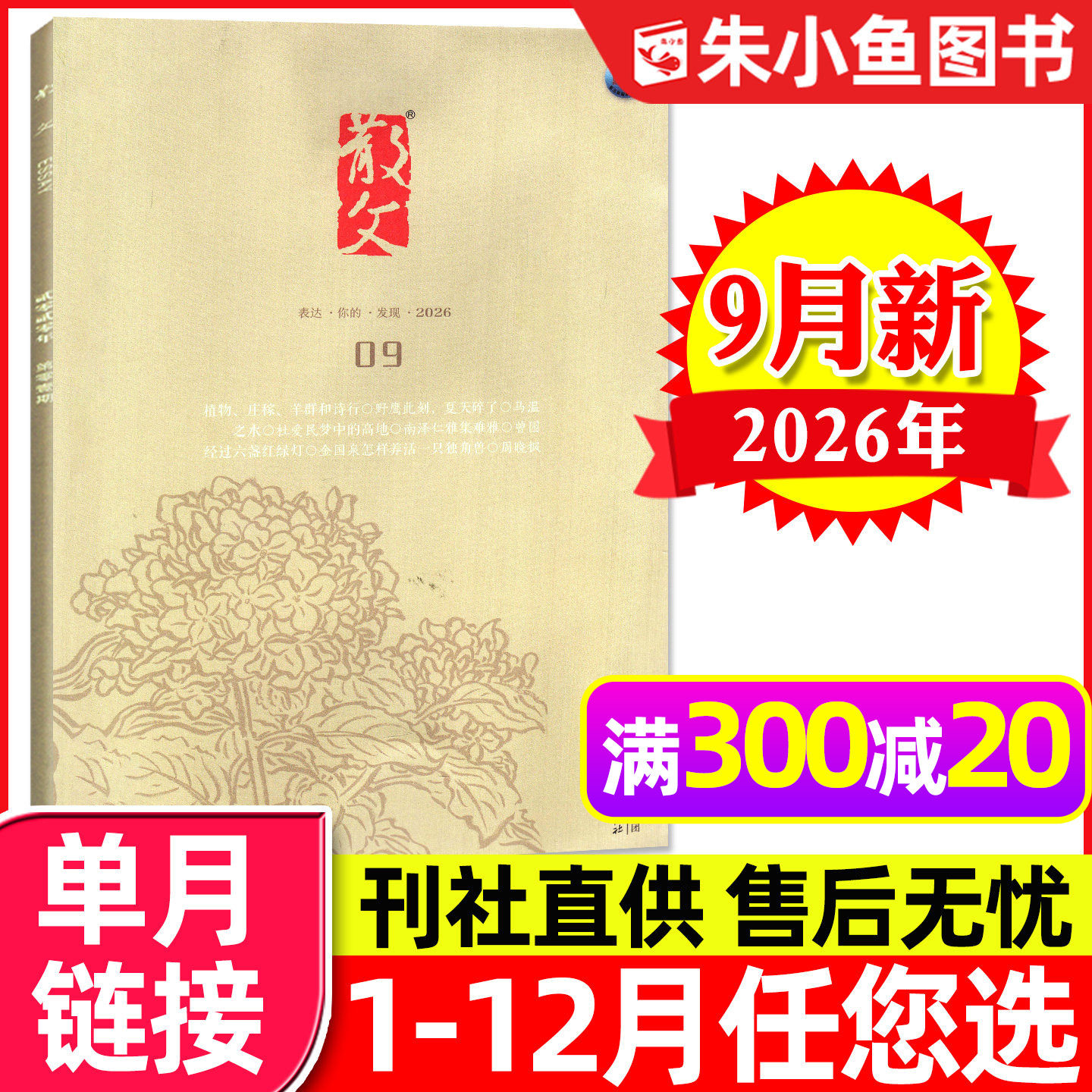 散文杂志2026年9月(另有1-10月/全年/半年订阅/2025)百花文艺出版社中短篇小小说选刊美文诗集非人民文学文摘收获长篇过刊【单本】