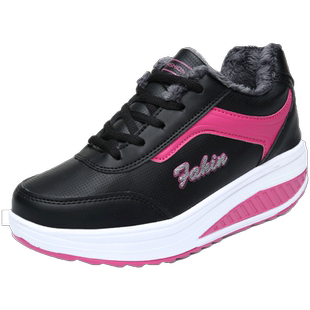 速达美女鞋春夏透气新款松糕加绒摇摇鞋厚底增高摇摆鞋运动休闲鞋