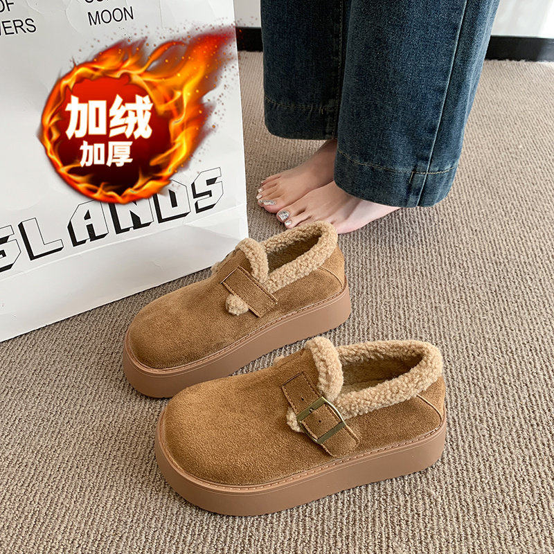 厚底加绒勃肯鞋女2025冬季新款加厚保暖一脚蹬雪地棉鞋大码41—43,女鞋,时尚雪地靴,淘宝优惠券,粉丝福利购,淘宝优惠卷