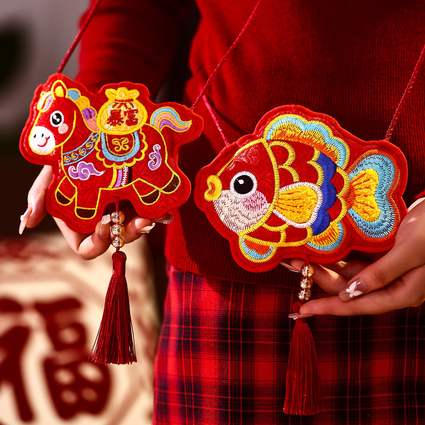 2026马年布艺生肖红包袋过年儿童高档压岁钱包新年刺绣千元利是封