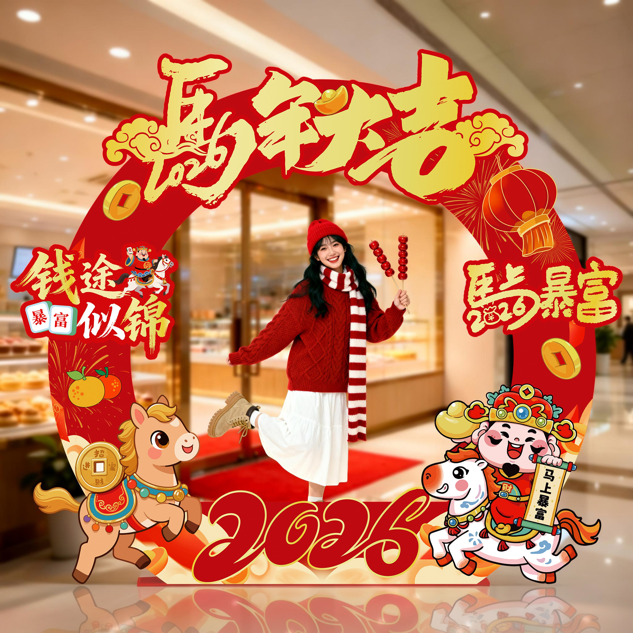 2026新年马年春节年会装饰氛围布置场景kt板门店拍照打卡网红背景,节庆用品/礼品,节日装扮用品,淘宝优惠券,粉丝福利购,淘宝优惠卷
