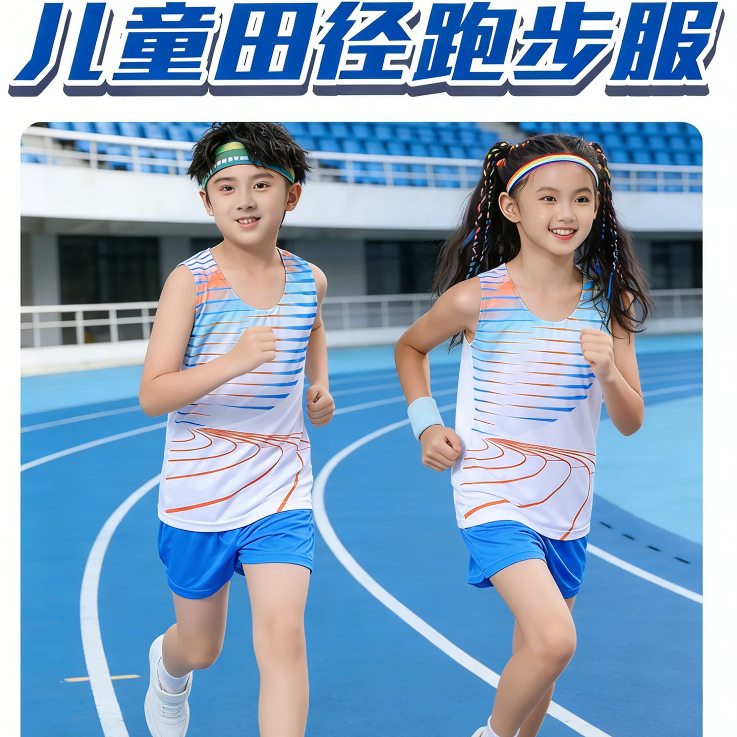 男女童田径比赛服套装跑步背心图片