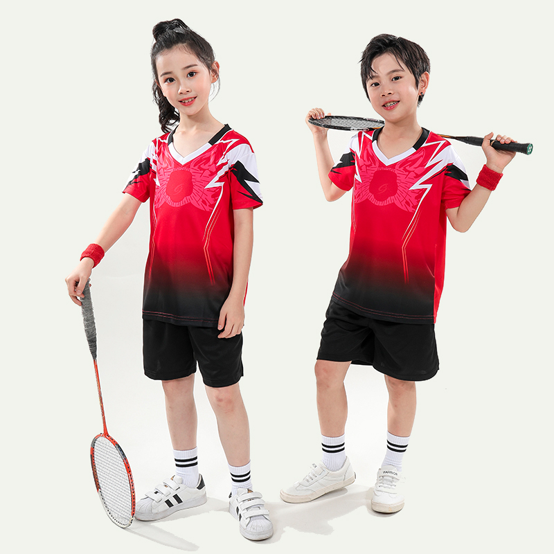 儿童羽毛球服套装女童短袖球衣夏季男童小孩乒乓球衣服运动训练服