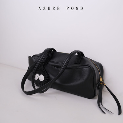 头层原厂牛皮女包保龄球单肩包