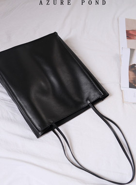 青池极简TR头层真皮女包大容量手提百搭洋气休闲单肩togo托特包