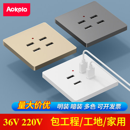 86型USB快充插座带指示灯