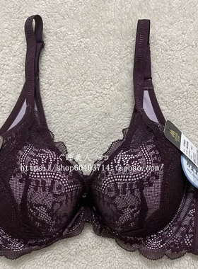 两件包邮   新款台湾慕思尔软钢圈紫红色聚拢蕾丝文胸27933