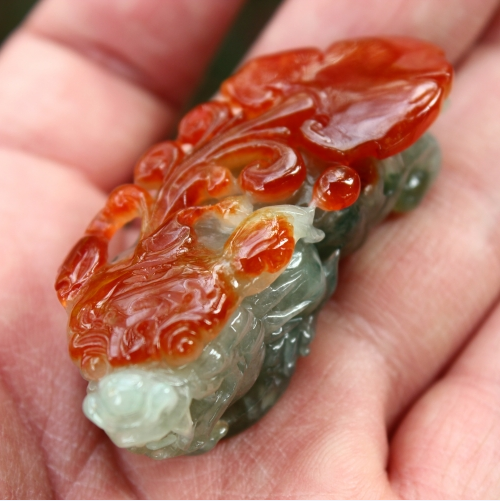 老坑冰糯种巧色帝王红红翡天然翡翠A货貔貅挂件玉吊坠送证书