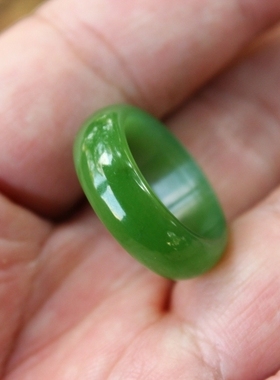 天然新疆和田玉碧玉戒指指环