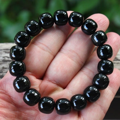 天然新疆和田玉黑羊脂墨玉手链