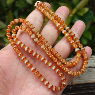 收藏级老坑冰种红翡黄翡天然翡翠A货圆珠项链手链送证书