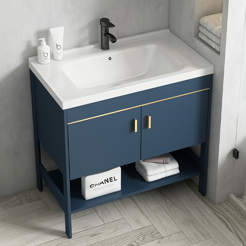 浴室柜组合落地式洗手盆柜组合太空铝卫生间洗脸盆小户型洗漱台池