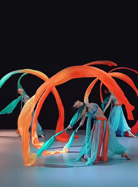 舞蹈彩绸飞天舞彩带彩绸渐变李玉刚彩绸长绸渐变舞台演出道具