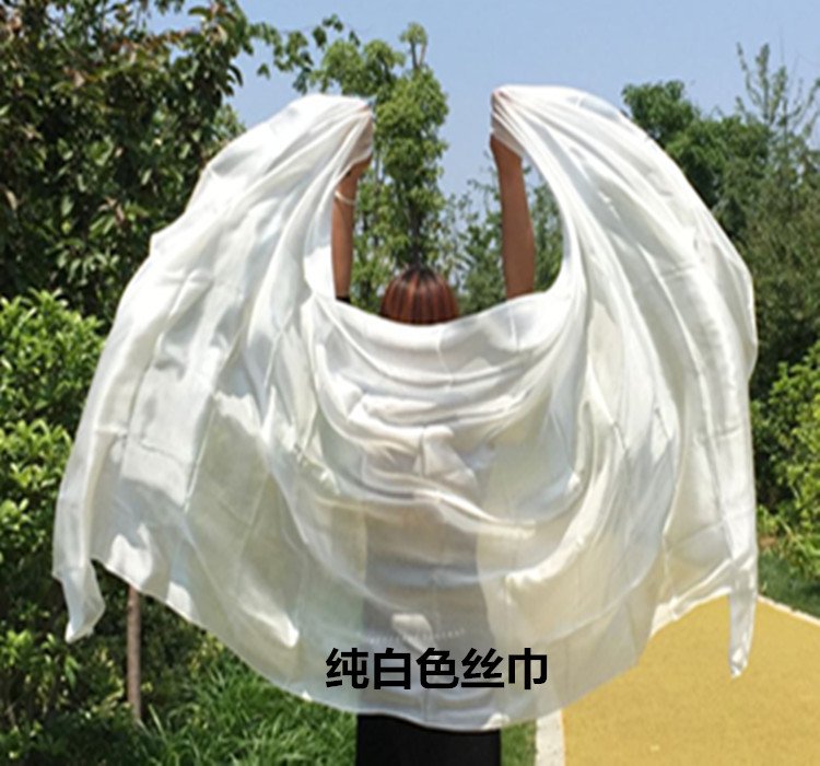表演纱巾肚皮舞丝巾单色白