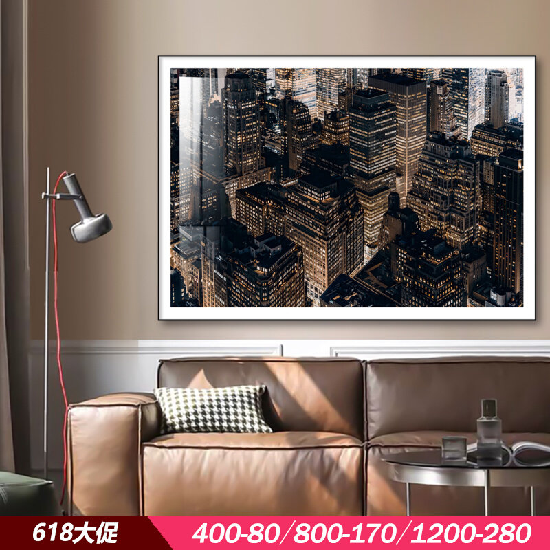 纽约客厅沙发背景墙黑白壁画挂画艺术装饰画餐厅高级感卧室床头画