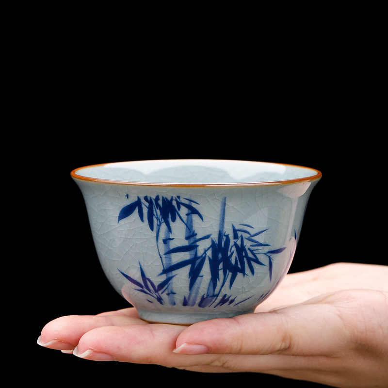 陶瓷复古青花瓷主人杯品茗杯单杯