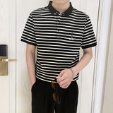 PL1166-P58控782025春夏时尚条纹POLO衫男韩版百搭短袖翻领T恤，男装Polo衫，星座1101-1