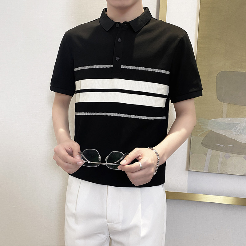 PL1139-P58控782025春夏新款短袖POLO衫男休闲百搭短袖翻领T恤黑,男装T恤,星座1101-1