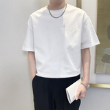 T8031-P48控68宽松简约款百搭男士短袖T恤时尚休闲体恤衫潮半袖白，男装T恤，星座1101-1