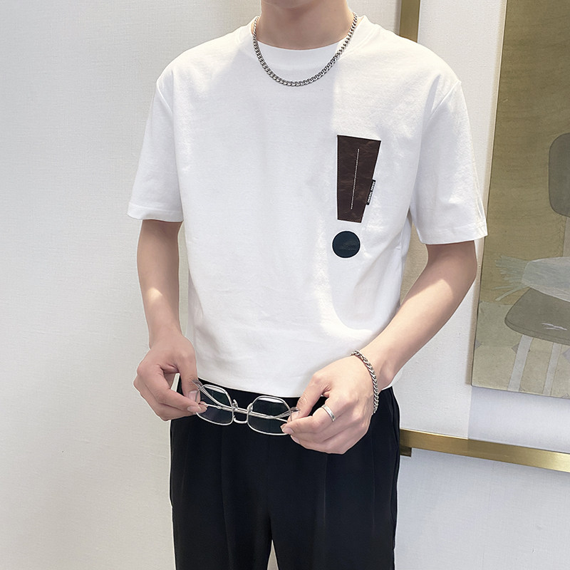 T8021-P55控752025春夏新款短袖T恤男时尚休闲宽松百搭体恤衫白,男装T恤,星座1101-1