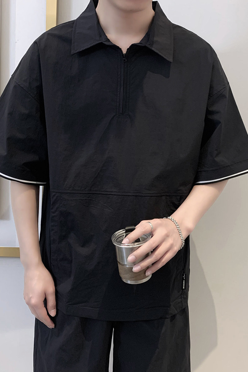 T1921-P70控90短袖衬衣男2025夏季新款翻领短袖T恤时尚POLO衫男装,男装Polo衫,星座1101-1