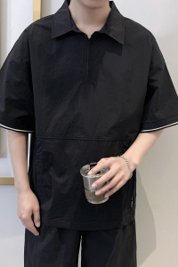 T1921-P70控90短袖衬衣男2025夏季新款翻领短袖T恤时尚POLO衫男装图片
