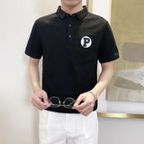PL1116-P58控78翻领短袖T恤男士2025夏新款POLO衫时尚潮流韩版黑，男装Polo衫，星座1101-1