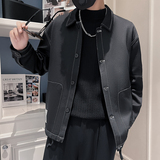 JK6656P108控1482025春季男夹克外套工装上衣翻领明线简约黑色，男装夹克，星座1101-1